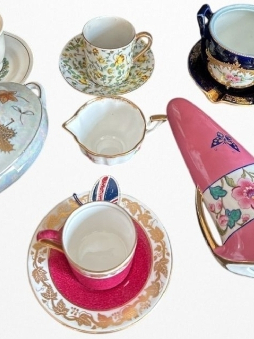 Vintage Pink and Floral Porcelain Tea Cup Set - Elegant Home Kitchen Serveware